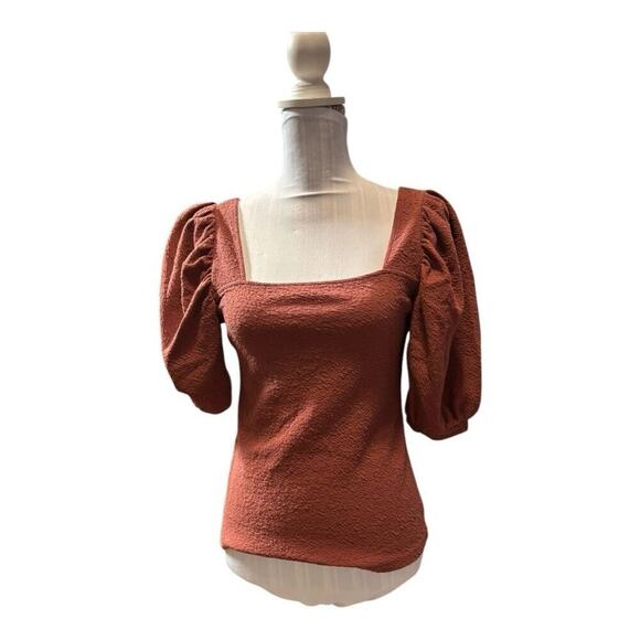 a new day Rust Balloon Sleeve Blouse Size S - Picture 1 of 3